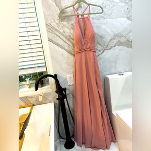 AZAZIE Spaghetti Strap Floor Length Dress Worn Once - Dusty Rose Pink Size A8